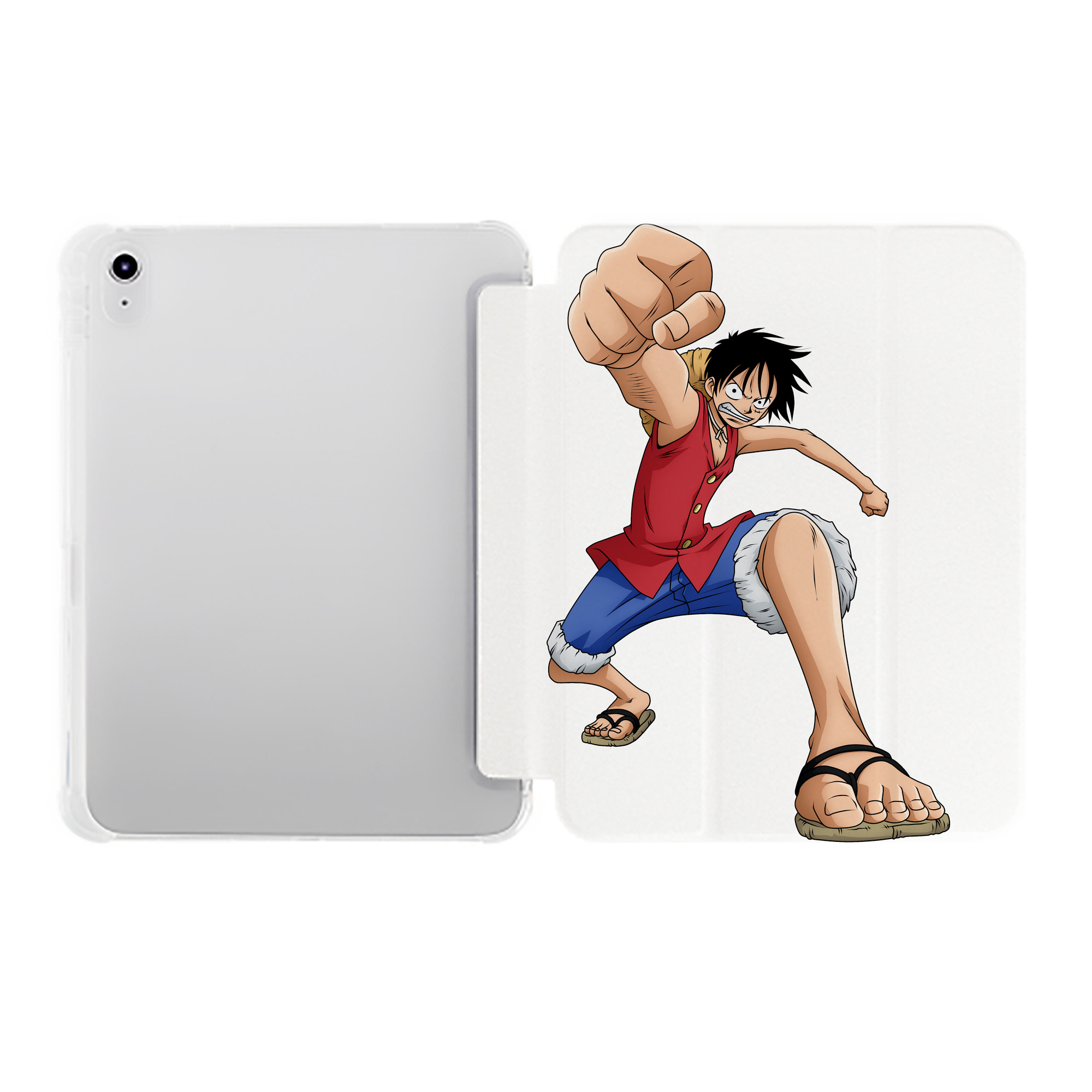（画像用） ワンピース モンキー・D・ルフィ ONE PIECE Monkey D. Luffy IPad ケース ペン収納付き 三つ折りスタンド PUレザー×シリコン 対応機種9.5/10.5/10.9インチ